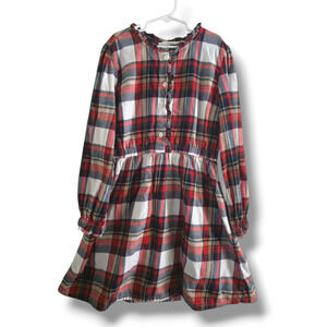 J Crew Crewcuts Girls 12 Flannel Tartan Ruffle Button Dress